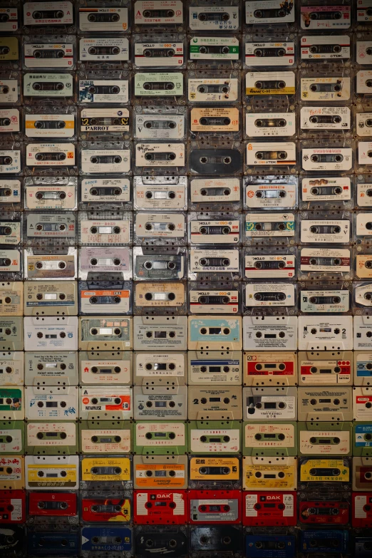 a bunch of stereo tape recorders are lined up