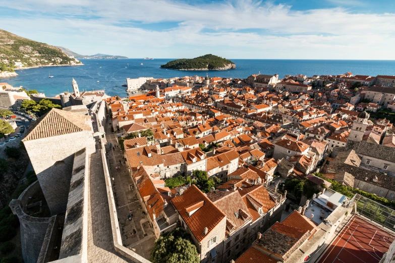 an aerial view of some buildings in a city