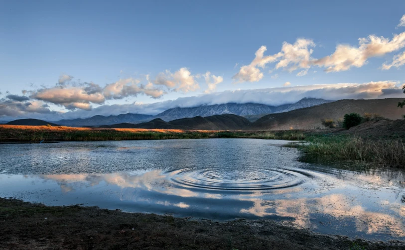 water ripples from a lake in a mountain area