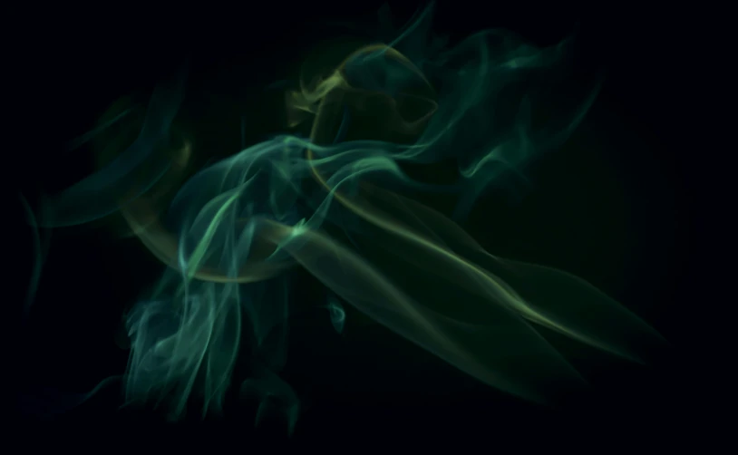 a dark background that has smoke floating and swirling around