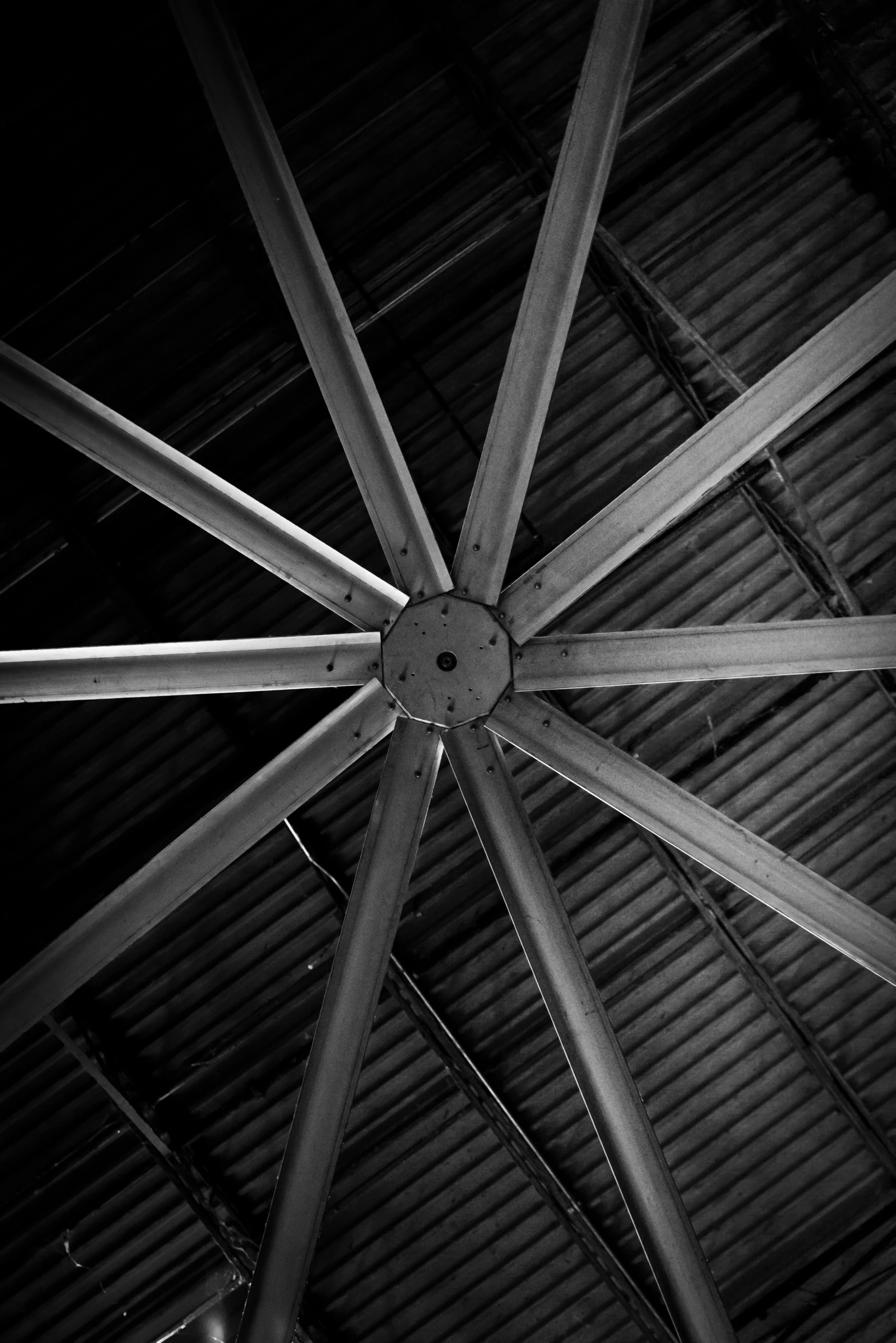 black and white po of a metal structure