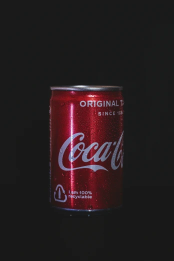 a coke can is shown against a black background