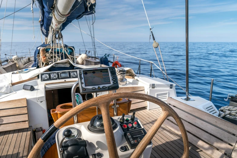 the cockpits and dashboards of a sail boat