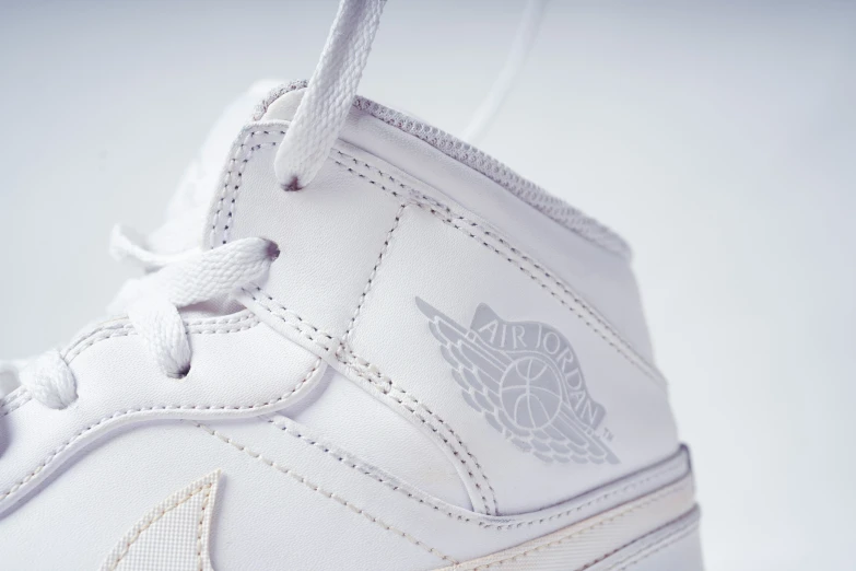 a close up view of the white nike air force 1