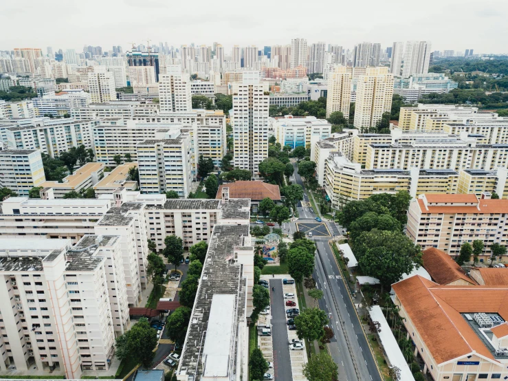 a view of a city that is very tall and many other buildings