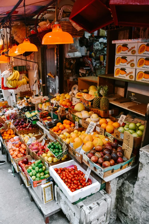 fruits and vegetables at the side of the street