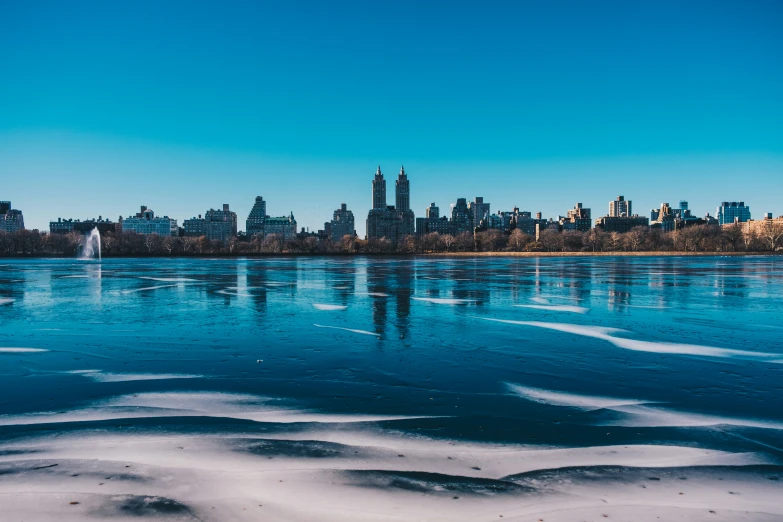 there is some water that has been frozen in the city