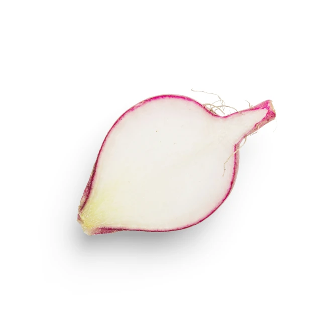 a piece of radishes is sitting on a white surface