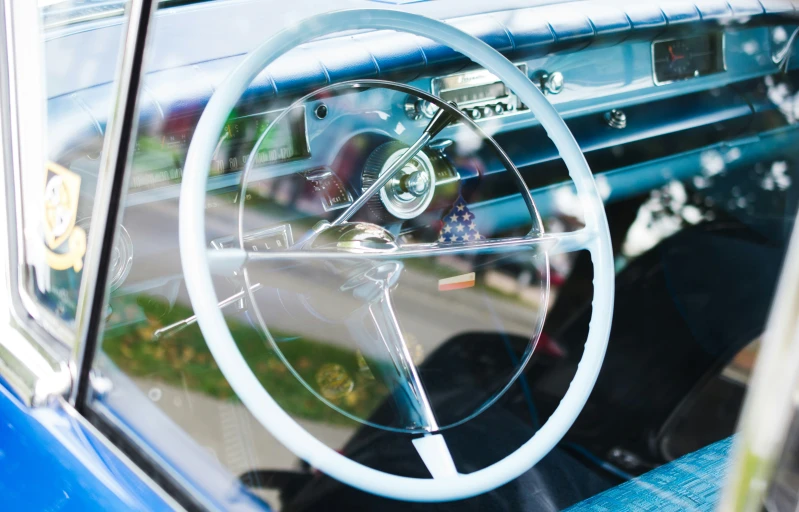 an image of the steering wheel inside of a car