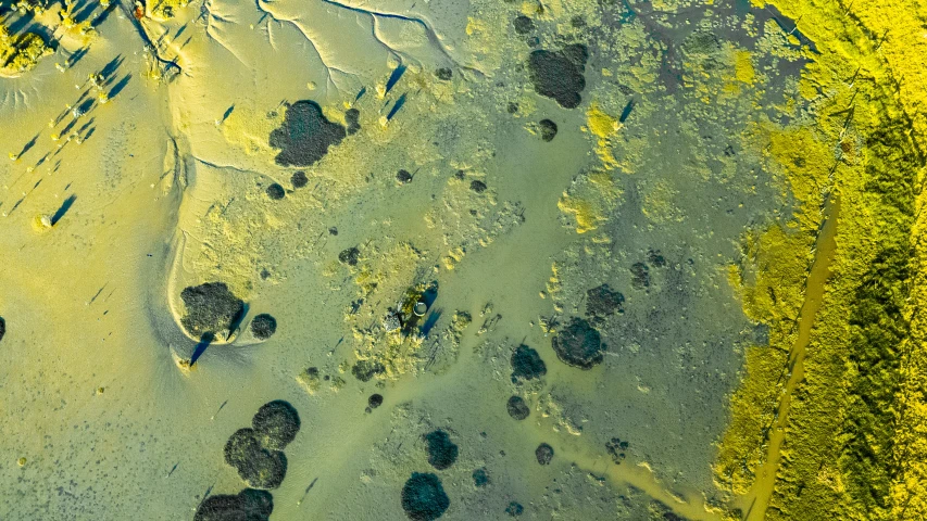aerial po of a desert with a dirt patch