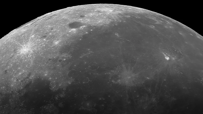 the moon taken from a high angle angle with no clouds