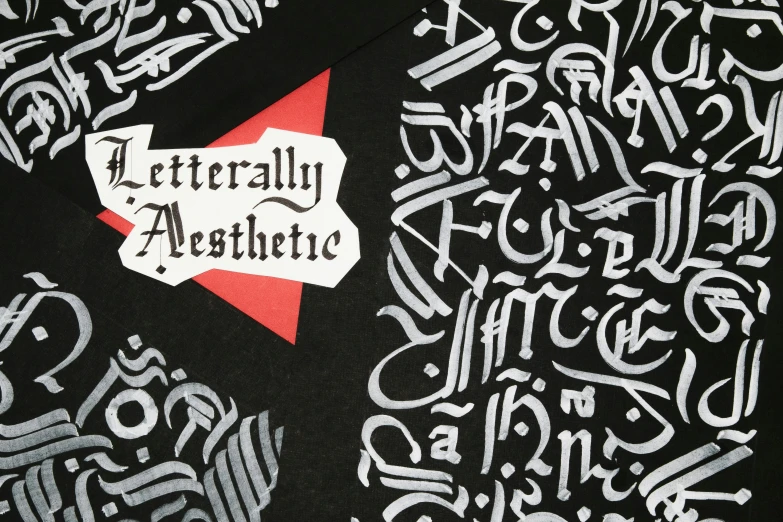 letters on fabric with black and red
