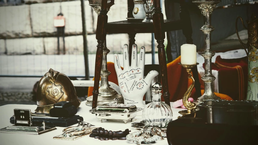 several assorted items on a table top at an event