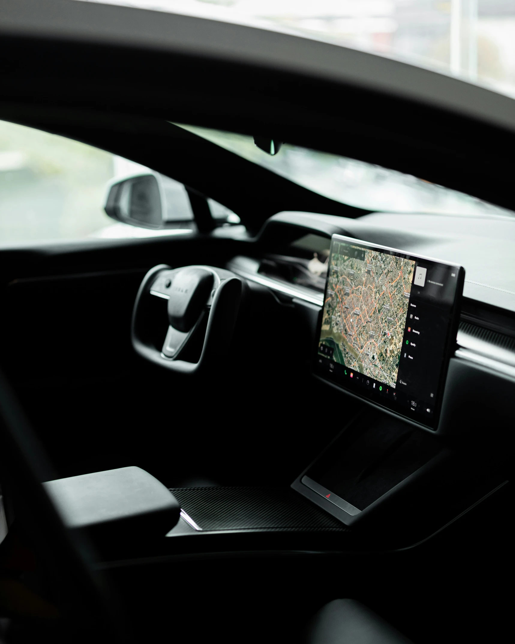 a car dashboard showing a screen with gpss and other items