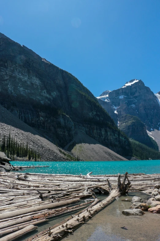 a mountain lake surrounded by snow capped mountains