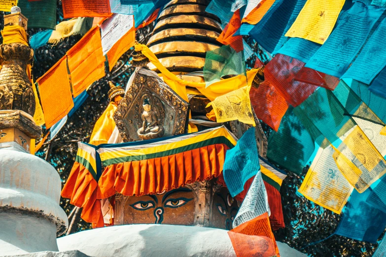 colorful decorations in a buddhist style at an outdoor event