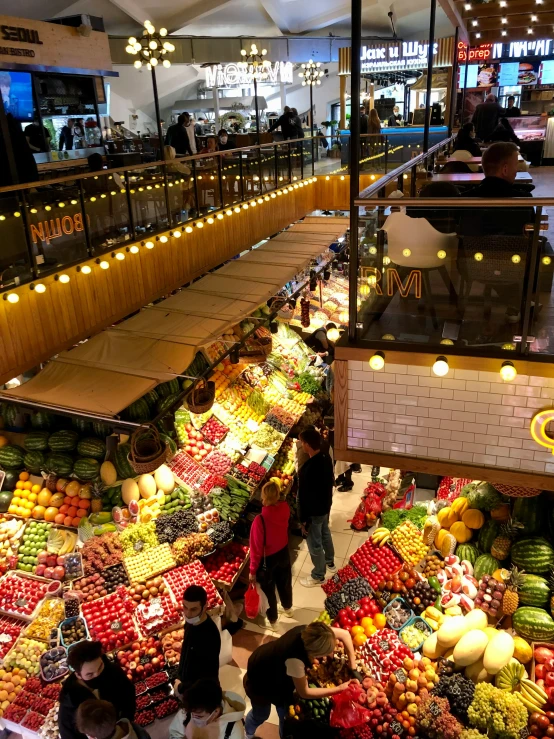 the indoor market has several fruits and vegetables