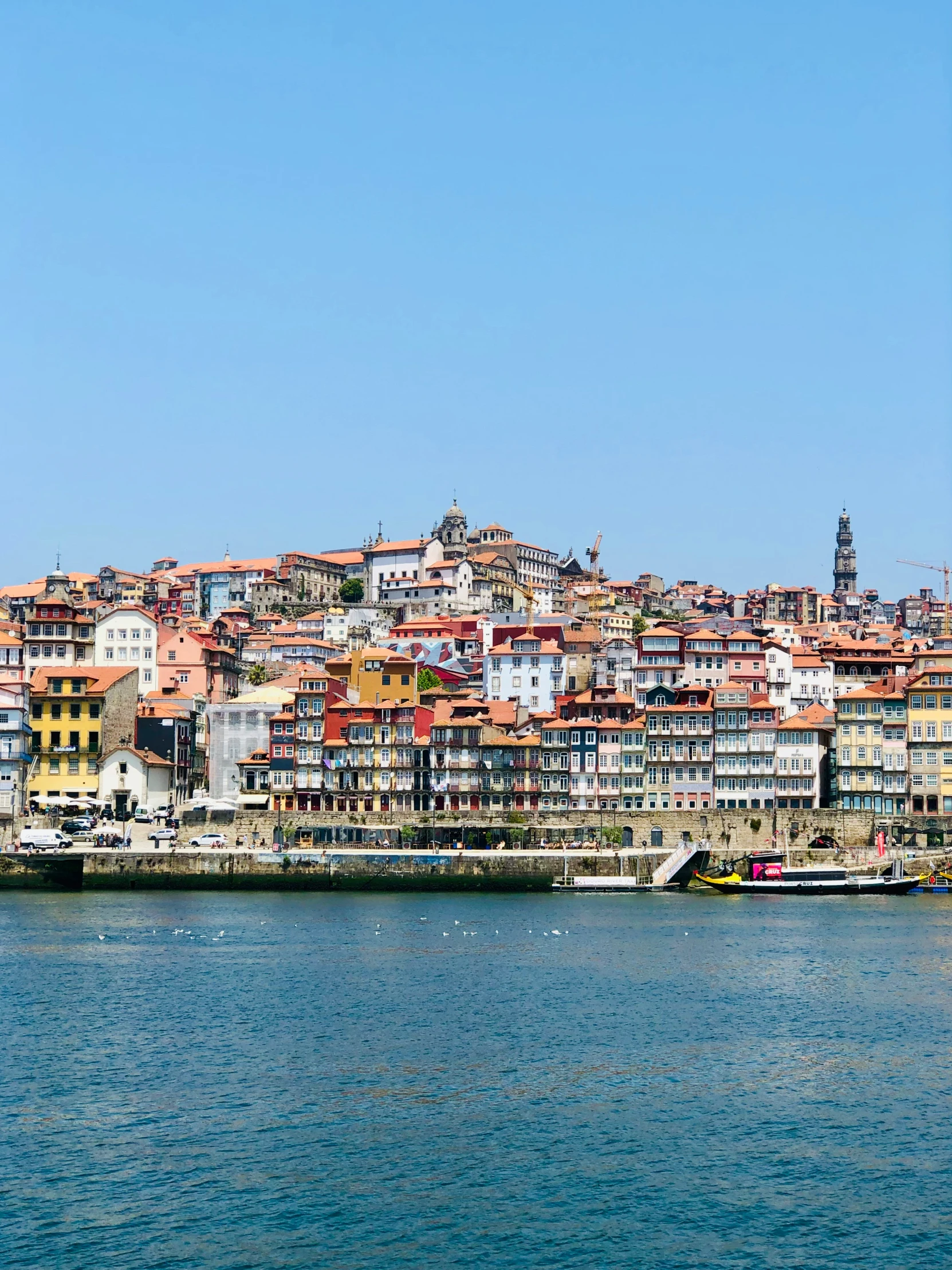 buildings by the water and with clear sky