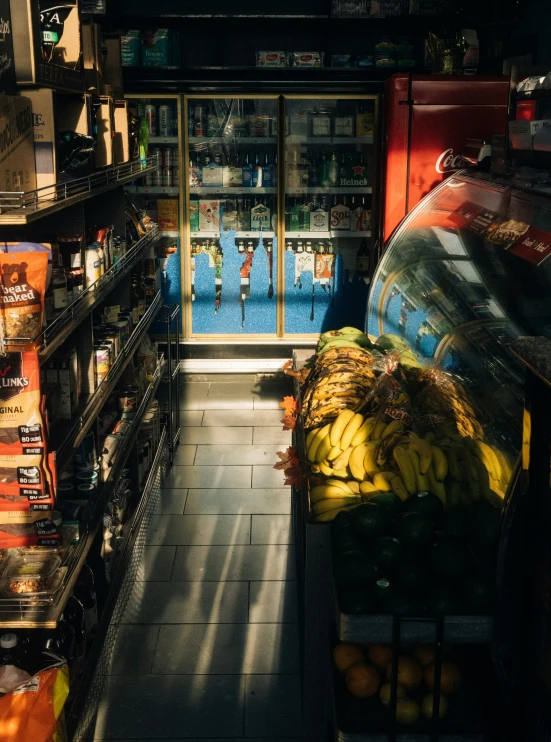 bananas are shown in an industrial looking store