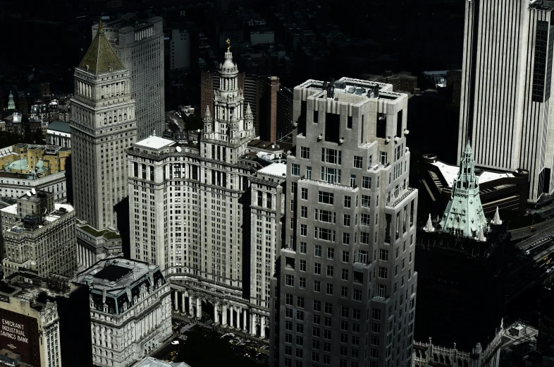a black and white po of a city skyline
