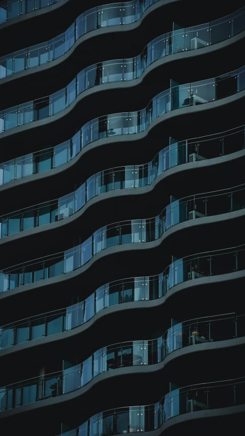 a close up of a building with lots of balconies