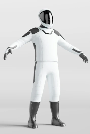 a white and black 3d model of a man in a suit
