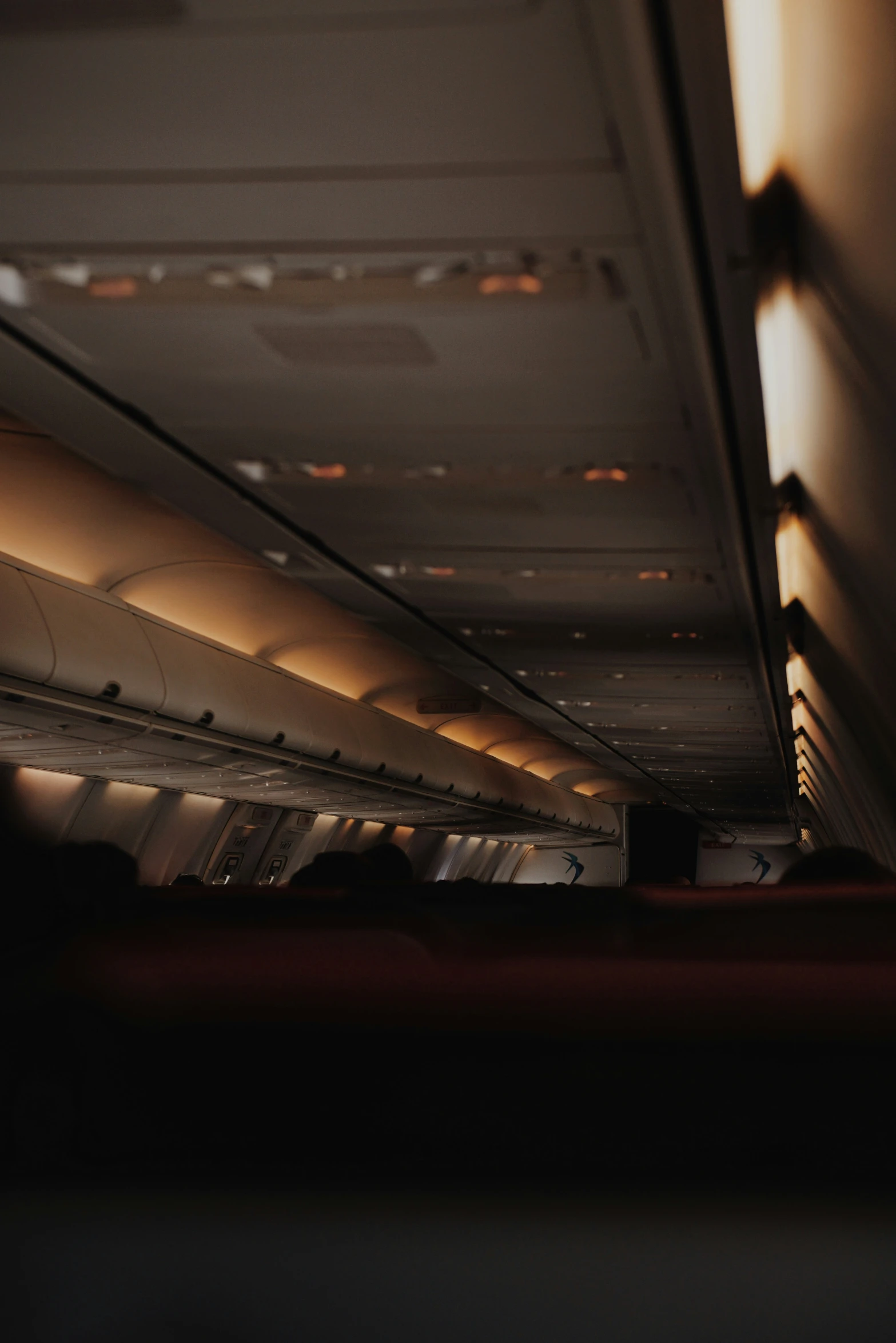 the overhead view of an airplane on the ground