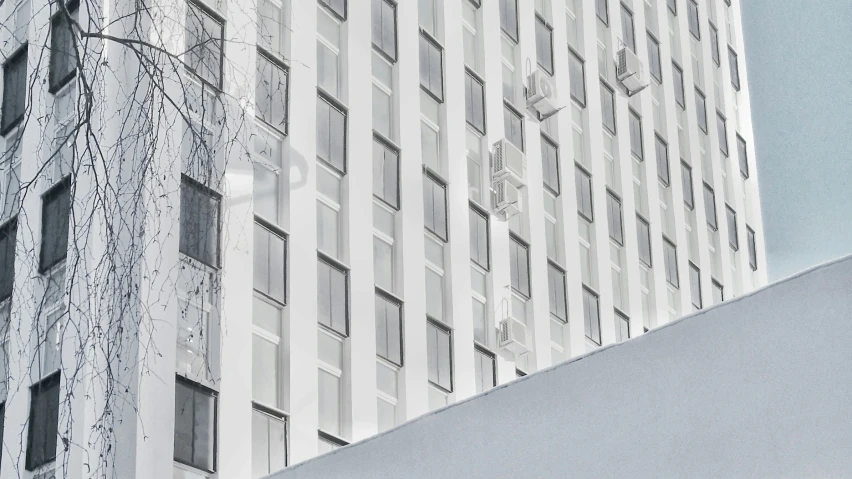 looking up at an empty building in the city