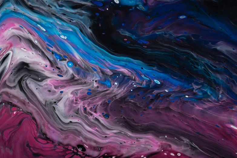 abstract painting with blue and pink colors