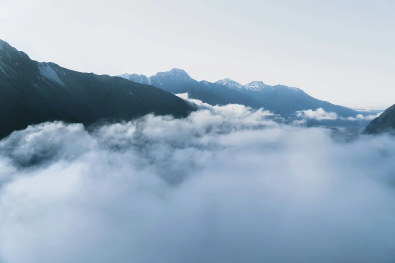 view from an airplane on the clouds and mountains