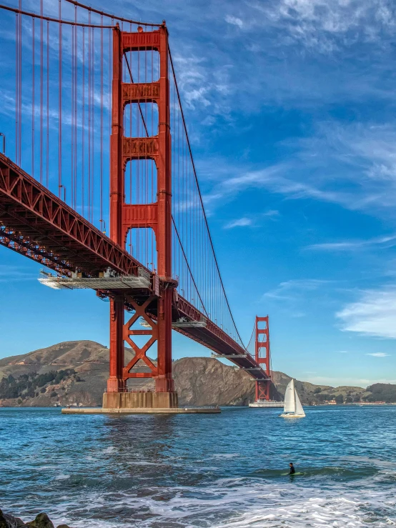 sailboats are shown sailing in front of the golden gate bridge