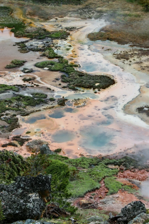 the colorful water in the geolection has a trail