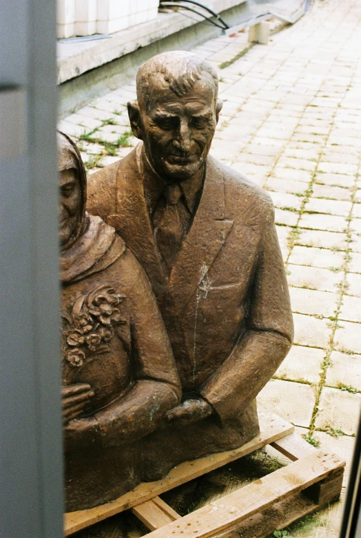 a close up of the side of a statue