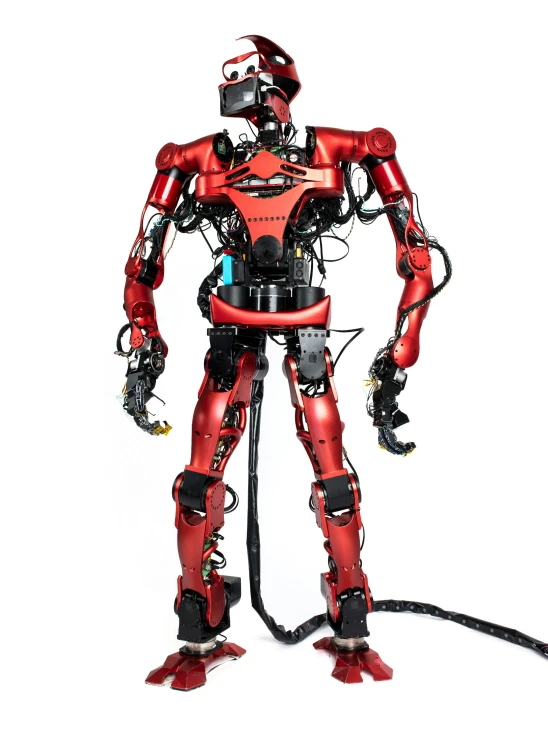 an illustration of a red robot with arms and legs