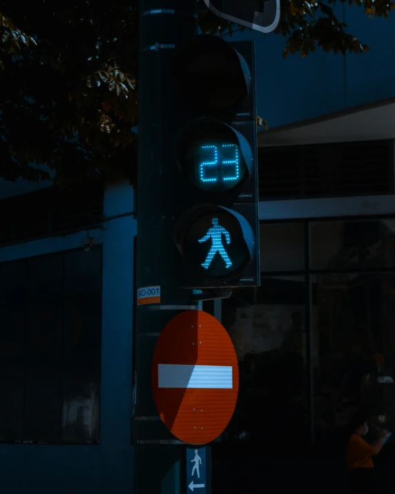 the signal is lit up with green and blue numbers