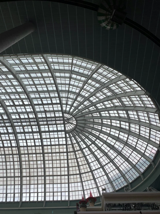 the inside of a dome in a building