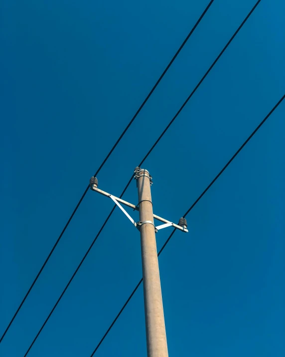power lines and blue sky with electric wire