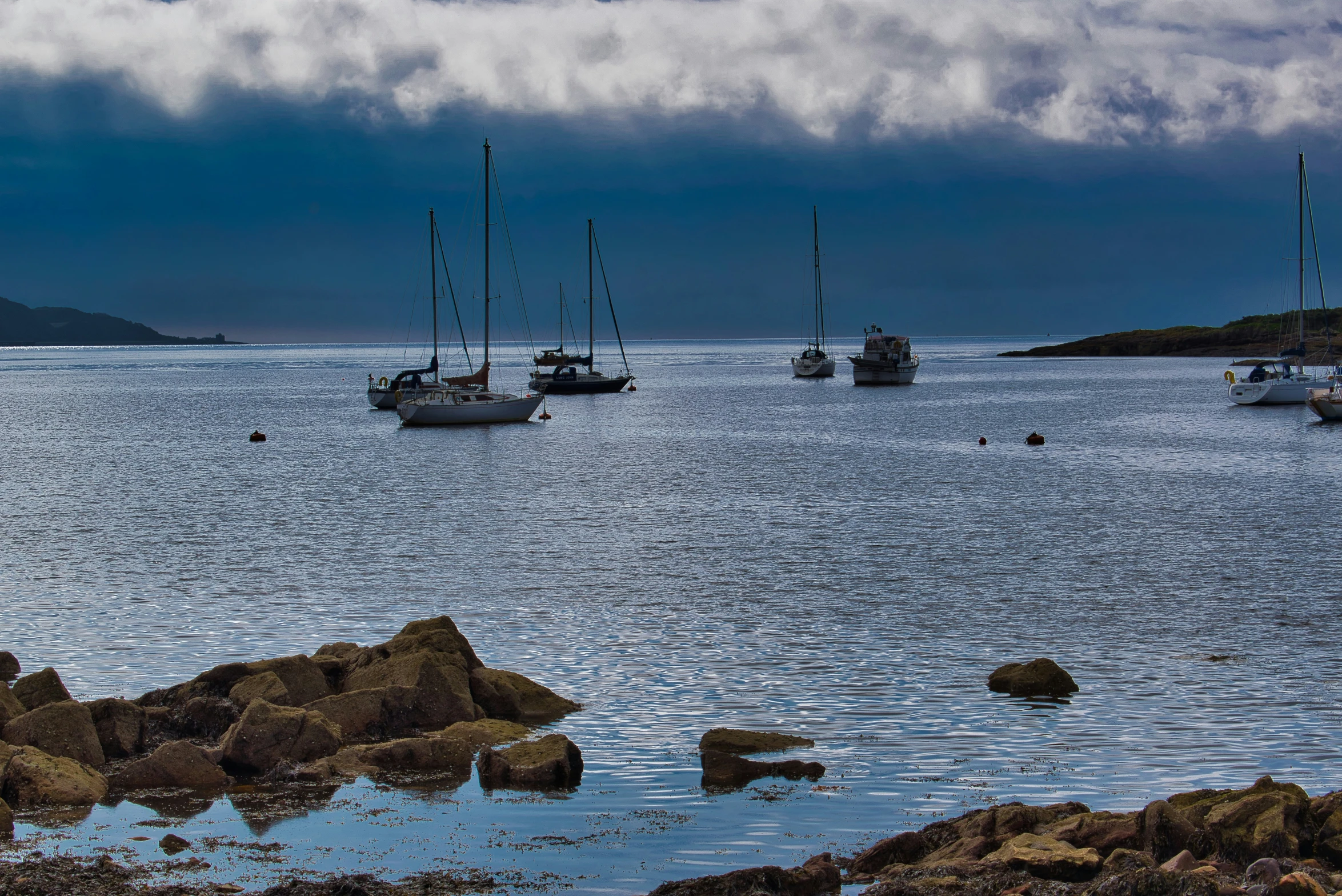 a bunch of small boats in a large body of water