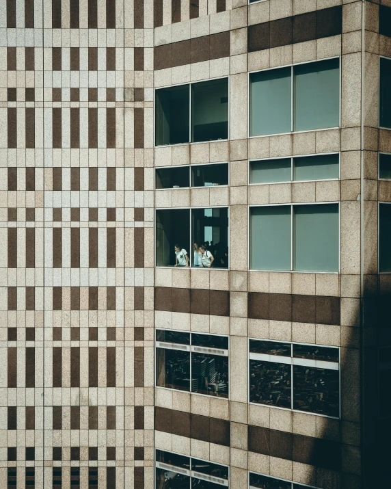 a person is taking a po from a building