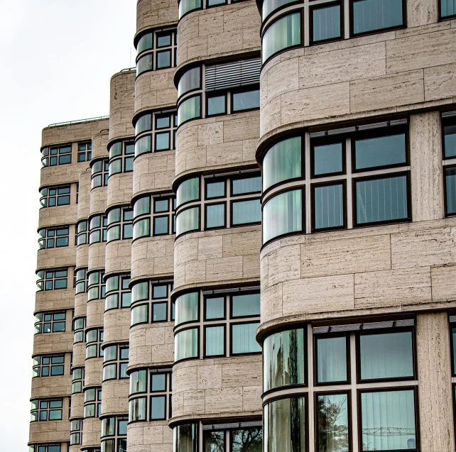 a row of windows on the side of a building