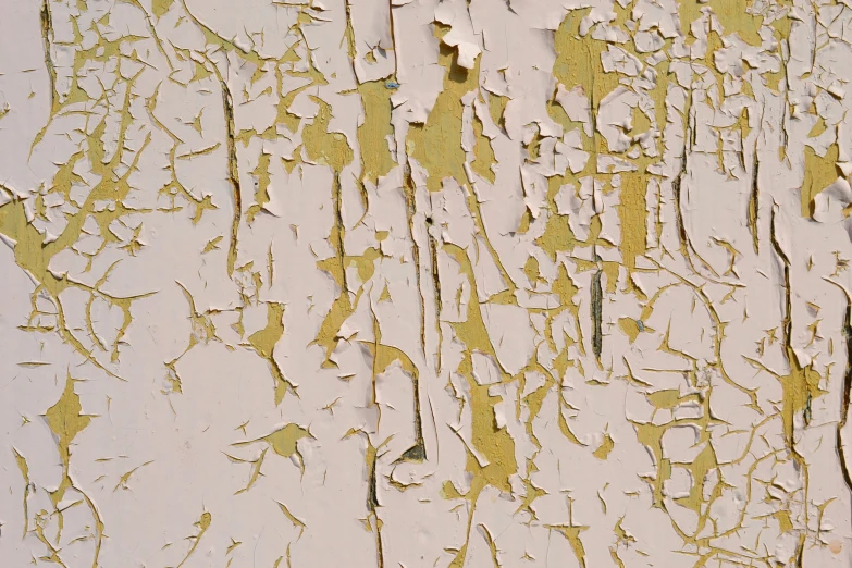 a peeling paint and chipped wall that has been white