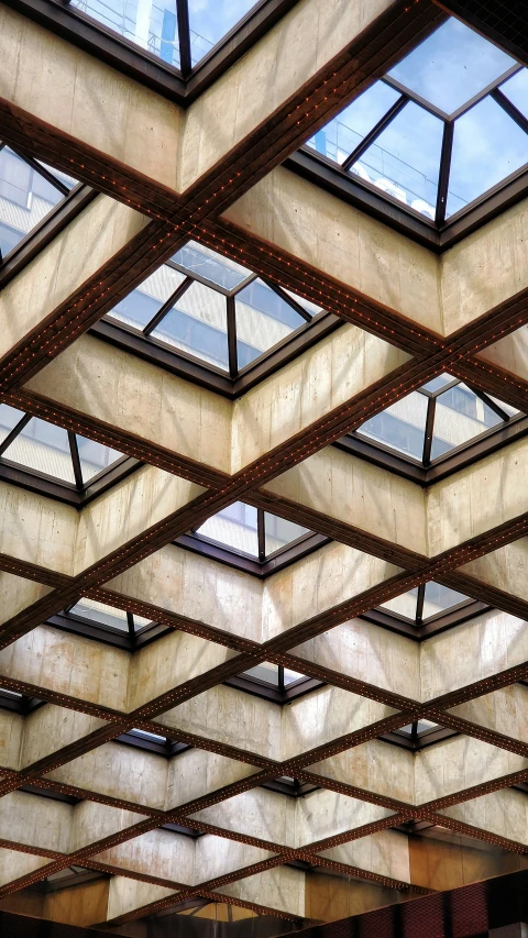 an overhead view of the ceiling in a building