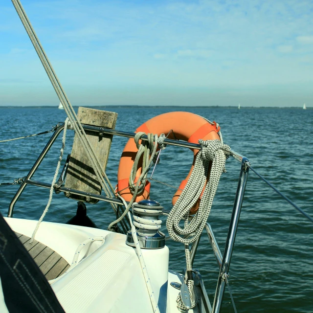 a life preserver on a boat in the open water