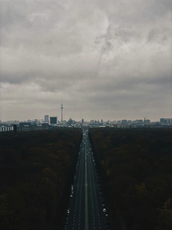 this is an overhead view of a long stretch of road