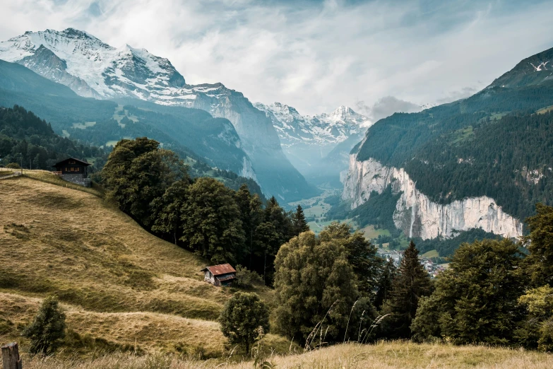 a very scenic mountain overlook with some green trees