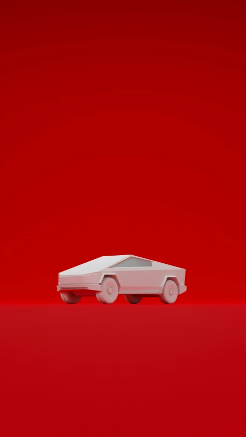 a white car parked on a red floor