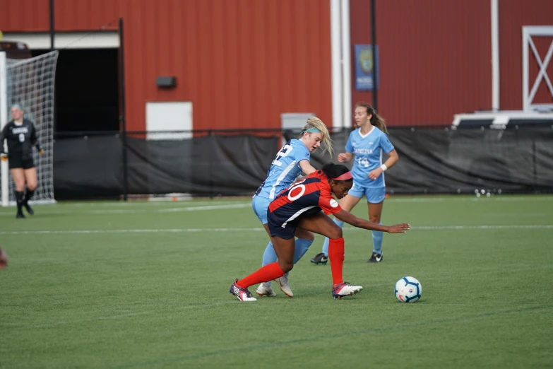 soccer player on field trying to get control of the ball