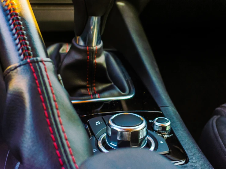 a close up view of the gears and gear on a sports car