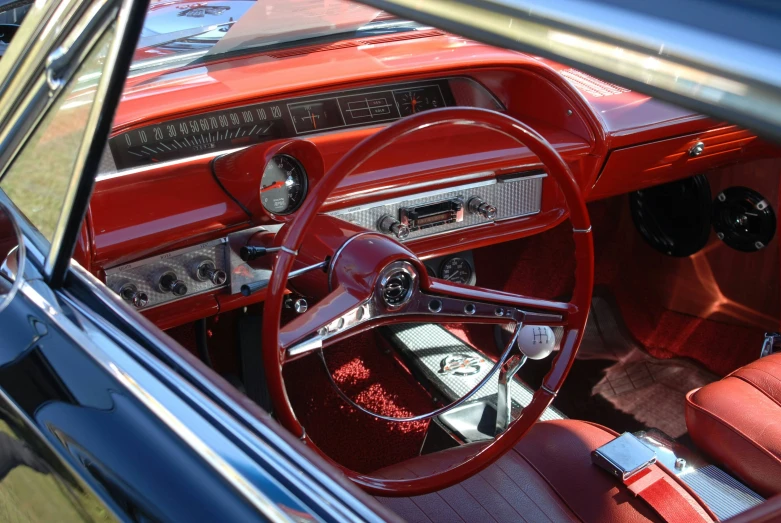 the interior of an older car