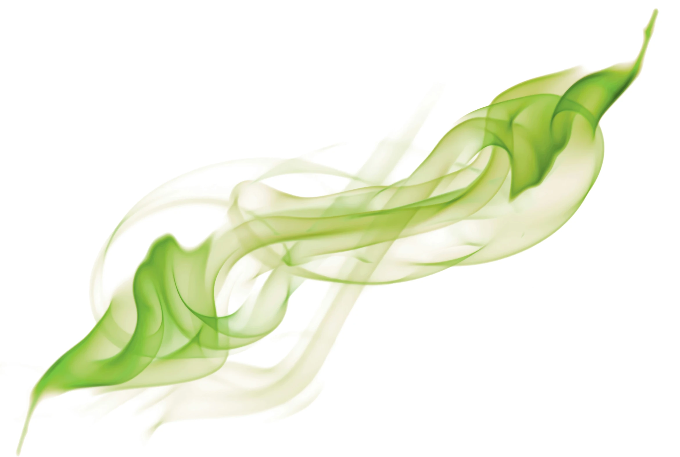 a green swirl on white, flying into the air